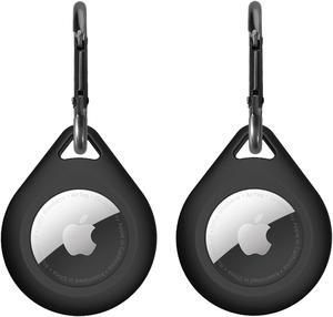 2 Pack Premium Silicone Airtag Apple Case, Airtag Keychain Holder, Anti-scratch Protective Cover, Anti-fall Airtag Accesseries, Protective Sleeve Cover Shell for Apple Airtag (2 Black)