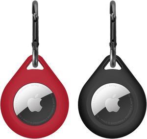 2 Pack Premium Silicone Airtag Apple Case, Airtag Keychain Holder, Anti-scratch Protective Cover, Anti-fall Airtag Accesseries, Protective Sleeve Cover Shell for Apple Airtag (Black & Wine Red)