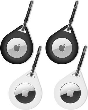 4 Pack Premium Silicone Airtag Apple Case, Airtag Keychain Holder, Anti-scratch Protective Cover, Anti-fall Airtag Accesseries, Protective Sleeve Cover Shell for Apple Airtag (2 Black & 2 White)