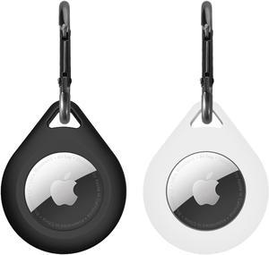 2 Pack Premium Silicone Airtag Apple Case, Airtag Keychain Holder, Anti-scratch Protective Cover, Anti-fall Airtag Accesseries, Protective Sleeve Cover Shell for Apple Airtag (Black & White)