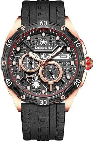 DEESIO Automatic Watch for Men, 43mm Automatic Mechanical Watch for Men 50 Meter Diving Depth Sport Luminous Sapphire Mens Watch Calendar Luxury Fashion Waterproof, Mechanical Watch