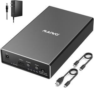MAIWO Dual Bay M.2 NVMe SSD & 3.5/2.5 Inch SATA HDD/SSD Enclosure with Offline Clone, Aluminium Hard Drive Duplicator Cloner Dock with UASP, Max 10Gbps Transfer Rate Up to 22TB Capacity Expansion