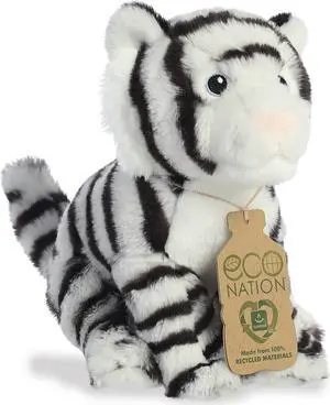 Aurora® - Small White Eco Nation - 9" White Tiger - Eco-Friendly Stuffed Animal