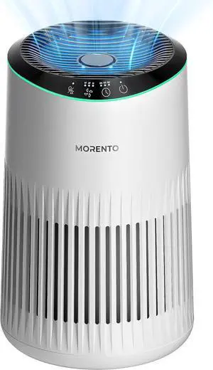 Air Purifiers for Home, Air Purifier for Smoke Pet Dander Odors with Fragrance Sponge, Small Air Purifier with Sleep Mode for Bedroom Office, Blue Ambient Light, MR2566, White,1 Pack+3 Modes