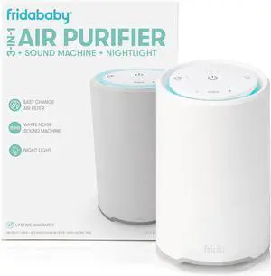 Baby 3-in-1 Baby Sound Machine for Sleeping, Nightlight + Air Purifier for Bedroom with 3 Fan Speeds, Easy-Change Filter, Auto-Off Timer