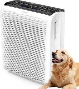 Air Purifiers For Home Large Room Up to 1504 Sq Ft with Air Quality Sensors, Washable Filters, Filters Pet Dander, Pollen, Smoke, Dust for Bedroom Office, MK07 White