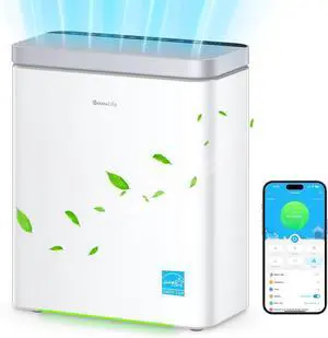 Smart Air Purifier for Large Home Rooms, Covers up to 1046 ft², PM2.5 Monitor, HEPA Sleep Mode, 3-in-1 Filter Air Purifier with App and Alexa Control for Pet Hair, Odors, Pollen and Smoke