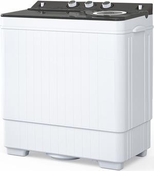 Twin Tub with Built-in Drain Pump XPB65-2288S 26Lbs Semi-automatic Twin Tube Washing Machine for Apartment, Dorms, RVs, Camping and More, White & Grey