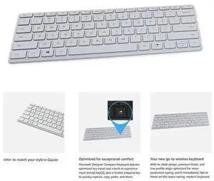 Designer Compact Keyboard - Slim Portable Wireless Bluetooth Keyboard