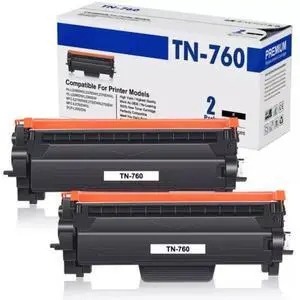2x TN760 Toner Cartridge for Brother MFC-L2710DW L2390DW MFC-L2717DW DCP-L2550DW
