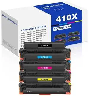 4× CF410X Color Toner Compatible for 410X LaserJet Pro M452dw M477fdw M477fnw