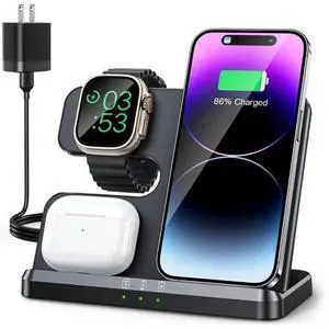 3 in 1 Charging Station for Apple Wireless Charger for iPhone 15 14 13 12 11 ...