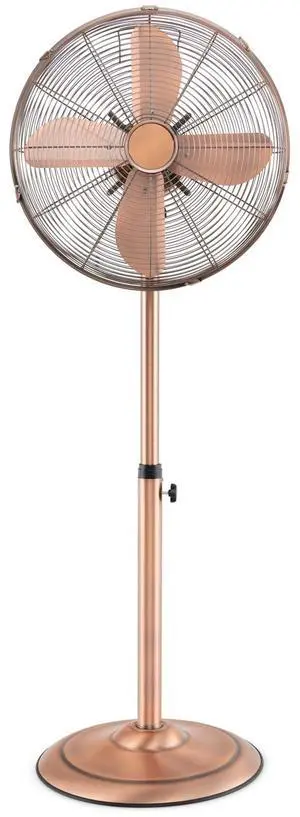 ARLIME Pedestal Fan, 16 Inch Oscillating Fan w/ 3 Speeds & Adjustable Height, 75° Oscillation & 20° Tilt, Heavy Duty Metal Aluminum Blades, Standing Fan for Bedroom, Home Office, Garage (Copper)
