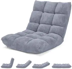 ARLIME Adjustable Floor Chair, 14-Position Lazy Sofa Chair with Back Support & Thick Padding, Portable Foldable Floor Couch for Adults, Kids, Use in Bedroom, Living Room, Home Theater (Grey)