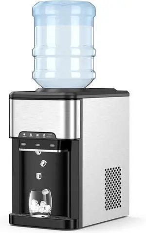 ARLIME Ice Maker with Water Dispenser, 3-in-1 Countertop Ice Machine, 48 Pounds in 24 Hours, 4 lbs Storage Basket, Safety Lock, Hot/Cold Water Cooler for 5 Gallon Bottle, for Home Office Kitchen RV