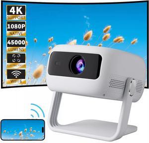 4K Projector w/360° Stand 45000LMS 1080P HD 3D 5G WiFi BT Home Theater HDMI USB