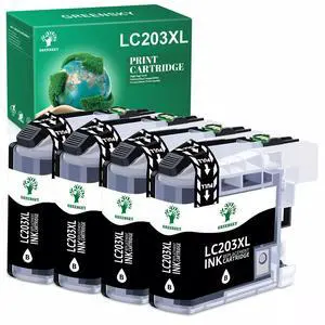4 Black Ink cartridge for Brother LC203 XL MFC-J485DW MFC-J480DW MFC-J4620DW