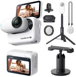 360 GO 3S Small Action Camera (64GB) + Selfie Stick + Tripod + Mount