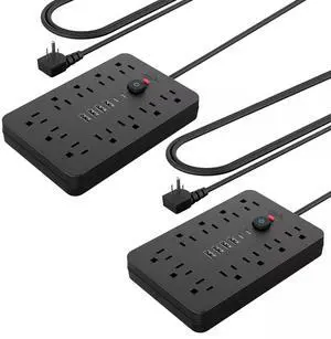 Power Strip Surge Protector with 11 Outlets 4 USB and 2 USB C Ports Black 2 Pack