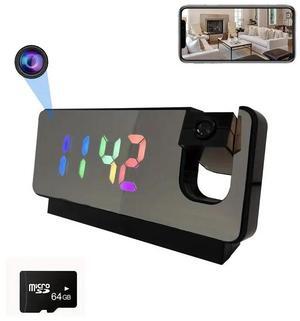 4K HD Clock Camera with Wi-Fi, Motion Detection & Remote Viewing - Colorful Time Display, Projection Feature, SD/Cloud Storage Options for Home & Office Security