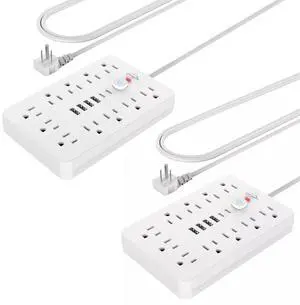 Power Strip Surge Protector with 11 Outlets 4 USB and 2 USB C Ports White 2 Pack