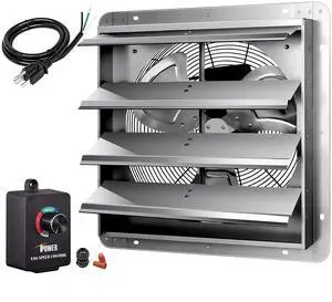 18 Inch Shutter Exhaust Fan with Speed Controller & Power Cord Kit for Attic