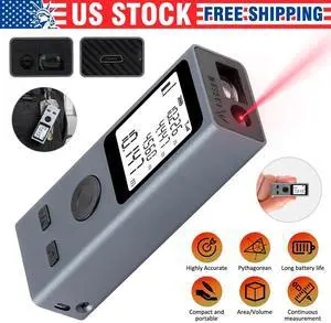 Electronic Laser Rangefinder Protractor Digital Inclinometer Angle Measure 40M