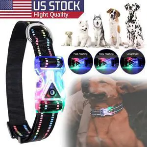 LED Light Up Dogs Collar USB Rechargeble Pets Collar Colorful Glow-in-The-Dark