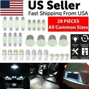 28x Car Interior LED Bulbs Kit White Light Dome License Plate Mixed Lamp Set USA