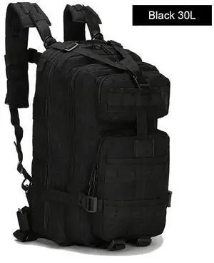 30L Military Black Tactical Backpack Rucksack Camping Hiking Bag Outdoor Travel