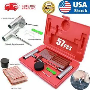 57PCS Car Tire Repair Tool Heavy Duty Flat Tire Repair Kits Plug Patch Truck Kit