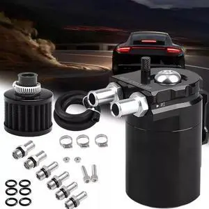 Oil Catch Can Kit Reservoir Baffled Tank with Breather Filter Universal Aluminum