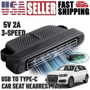Mini Car Mounted Seat Back Cooling Fan Portable 3 Speed Headrest Silent Cooler