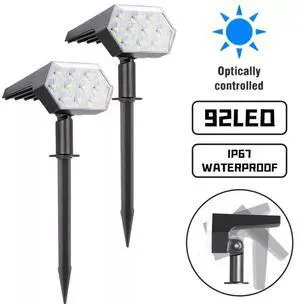 2 Pack x 92-LED Solar Spotlights Landscape Lights Outdoor Garden Pathway Lamps