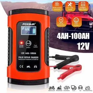 12V 5A Automatic Car Battery Charger Intelligent Pulse Repair Starter AGM/GEL