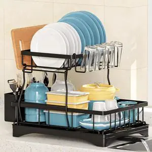 Kitchen Dish Cup Drying Rack Utensil Drainer Dryer Tray Cutlery Holder Organizer