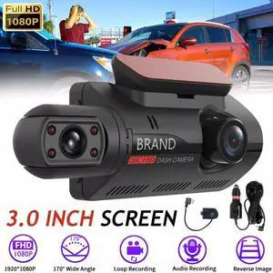 1080P Dual Lens Car DVR Dash Cam Video Recorder G-Sensor Front & Inside Camera