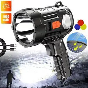 Super Bright 3000000LM Solar Rechargeable LED Spotlight Flashlight Searchlight