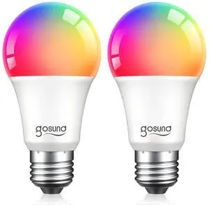 2 Pack WiFi Smart LED Bulbs Multicolor 9W(60W) 800 lm E26 Google Home/Alexa