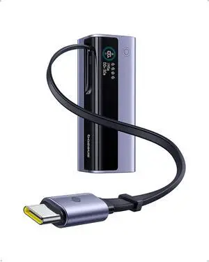 Laptop Power Bank, 20,000mAh 145W Portable Charger Built-in Retractable Cable, 4-Port PD Fast Charging Battery Bank with Smart Display, for iPhone/MacBook/Samsung/Dell/HP, and More