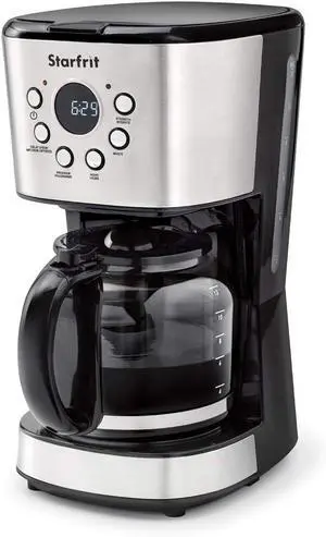 Starfrit Programmable Drip Coffee Maker - 12 Cups - LCF Display - Stainless Steel Design