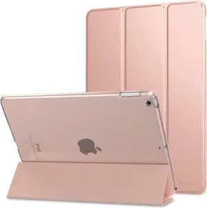 Case Fit 2018/2017 iPad 9.7 5th / 6th Generation - Slim Lightweight Smart Shell Stand Cover with Translucent Frosted Back Protector Fit  iPad 9.7 Inch 2018/2017 Rose Gold(Auto Wake/Sleep)