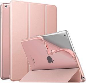 Case for iPad 9th Generation 2021/ iPad 8th Generation 2020/ iPad 7th Generation 2019 Soft Translucent TPU Frosted Back Cover Slim iPad 10.2 inch Case with Stand Auto Wake/Sleep Rose Gold
