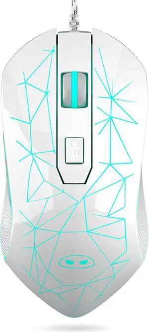 G6 Wired Gaming Mouse Ergonomic USB Optical Mouse with 7 Colors Breathing LED Backlit 6 Adjustable DPI Levels from 600 to 3200 for Laptop PC Computer Games & Work White