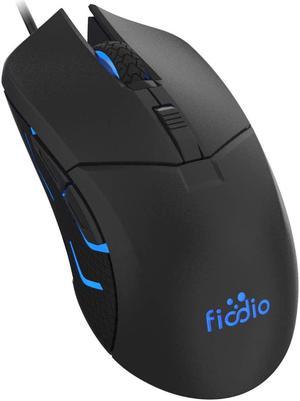 FIODIO Wired Gaming Mouse, 5500 DPI, Breathing Light, Ergonomic Game USB Computer Mice RGB Gamer Desktop Laptop PC Gaming Mouse, 7 Colors RGB Lighting, 6 Buttons for Windows 7/8 / 10, Black