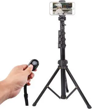 Phone Selfie Stick Tripod 54-inch Bluetooth Cell Phone Tripod Ring Light Stand Compatible with iPhone 11 Pro X. Andriod DSLR Sports Camera