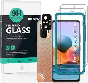 Ibywind Screen Protector for Redmi NOTE 10 PRO 4G667 Pack of 2 with Metal Camera Lens ProtectorBack Carbon Fiber Skin ProtectorIncluding Easy Install Kit