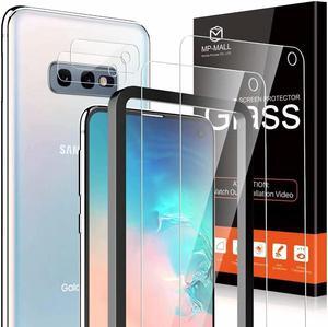 MP-MALL [2+2 Pack] 2 Pack Tempered Glass Screen Protector + 2 Pack Camera Lens Protector Compatible for Samsung Galaxy S10e, Not Fit for Galaxy S10 or S10 Plus, Installation Frame 9H Hardness