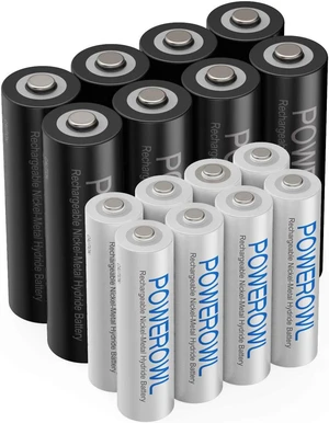 POWEROWL AA AAA Rechargeable Batteries, Pre-Charged High Capacity 2800mAh & 1000mAh 1.2V NiMH Battery Low Self Discharge, Pack of 16 POWEROWL AA AAA Rechargeable Batteries, Pre-Charged High Capacity 2800mAh & 1000mAh 1.2V NiMH Battery Low Self Discharge, Pack of 16