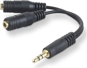 F8V234 Speaker and Headphone 3.5 mm AUX Audio Cable Splitter Black